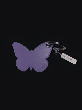 Coach Lavender Butterfly Leather Bag Charm – Silver Hardware – Rare Color – NWT